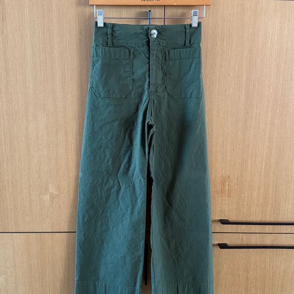 Anthropologie Maeve Colette Crop Wide-Leg Pants Green color Womens size 24 - Picture 2 of 5